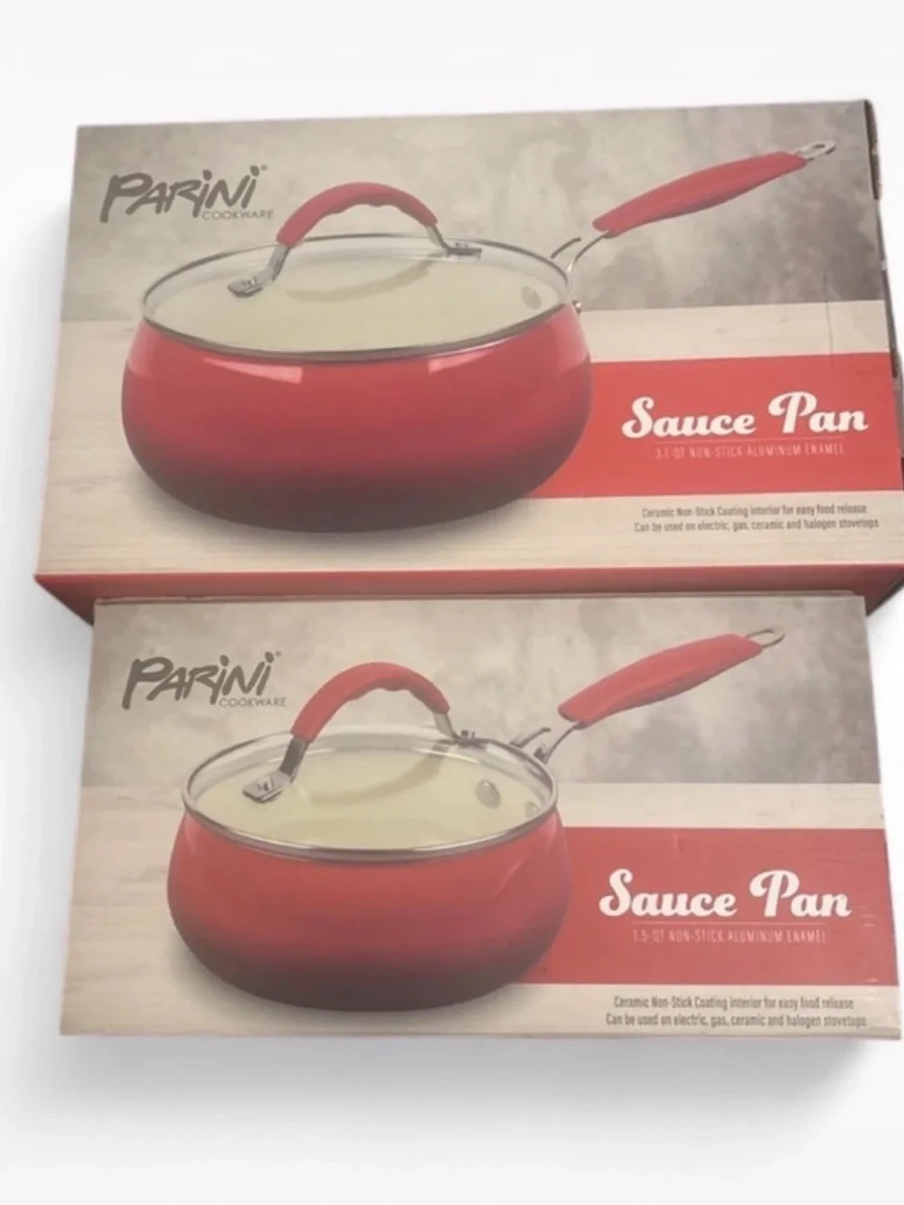 Red Sauce Pan with Lid - Red Non-Stick Cookware
